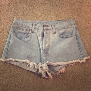 Light Blue Denim High Rise Shorts